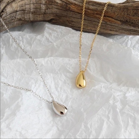 925 STERLING SILVER WATERDROP NECKLACE, NICE NECKLACE, CUTE NECKLACE - Picture 2 of 4